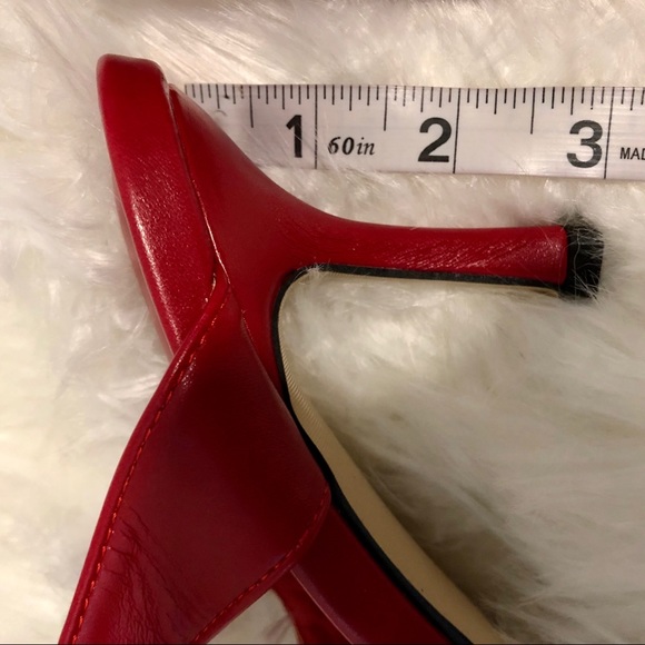 NWT cherry red leather square toe thong 3” kitty heel discontinued toe loop FIRM - Picture 13 of 15
